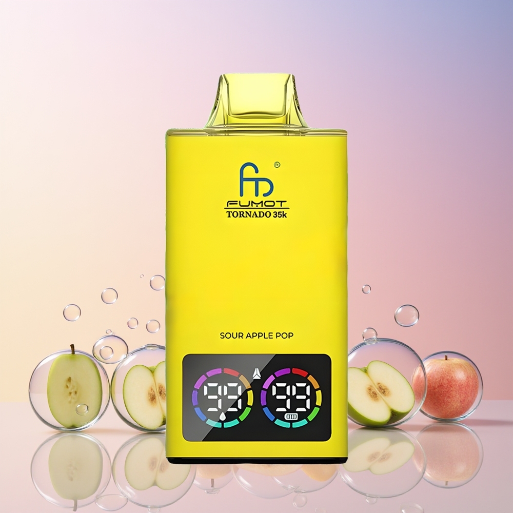 Fumot Tornado 35K Disposable Vape – Dual Mesh Coil, 15ml E-Juice, 700mAh Battery, USB-C Fast Charging | Australia Wholesale Sour Apple Pop