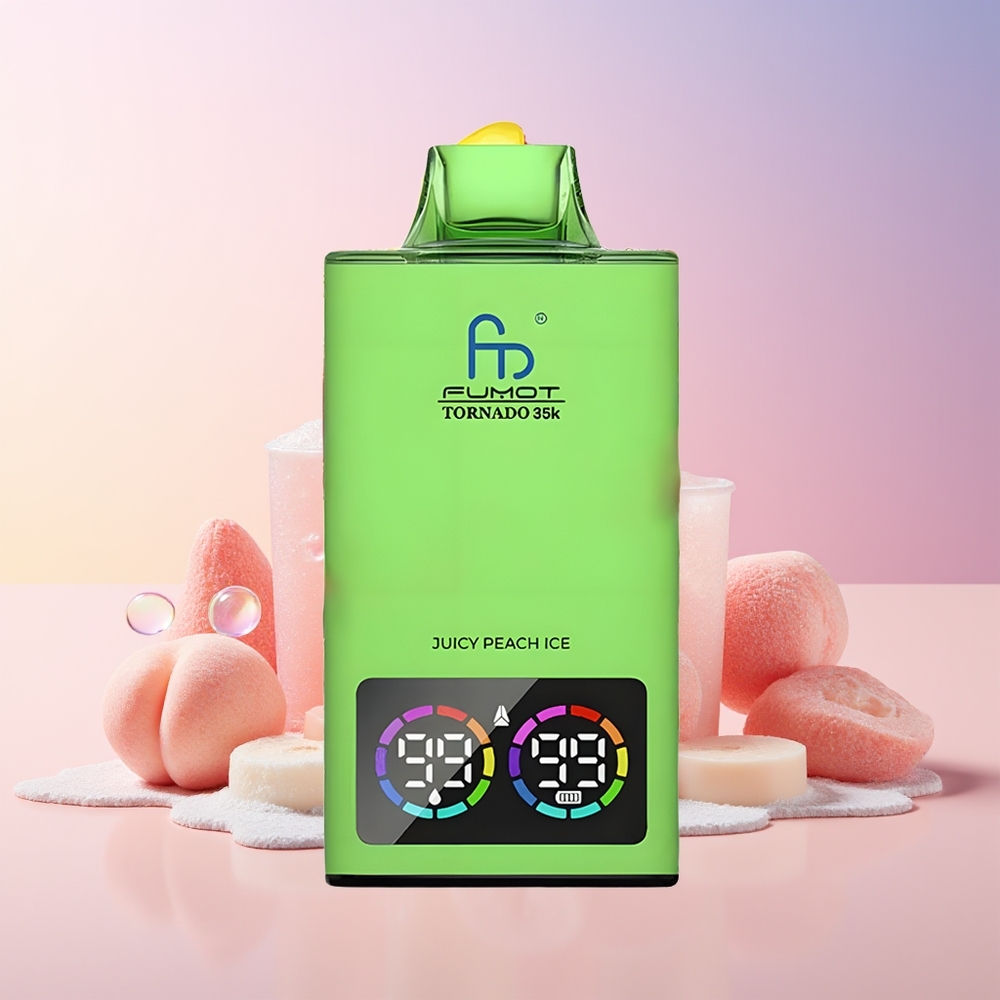 Fumot Tornado 35K Disposable Vape – Dual Mesh Coil, 15ml E-juice, 700mAh Battery, USB-C Fast Charging | Australia Wholesale Juicy Peach Ice