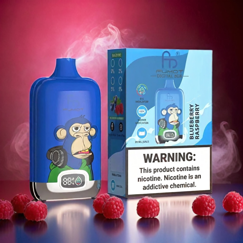 Fumot Tornado Digital Box 12000 Puffs Vape Blueberry Raspberry, Fumot Tornado Digital Box 12,000 Puffs of Flavorful Vapor - Australia Wholesale