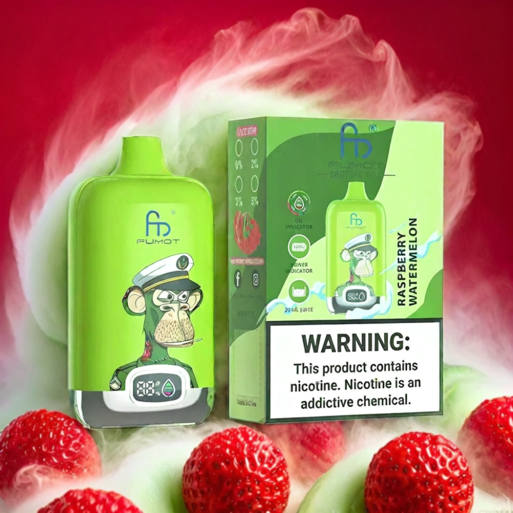 Fumot Tornado Digital Box 12000 Puffs Vape Raspberry Watermelon