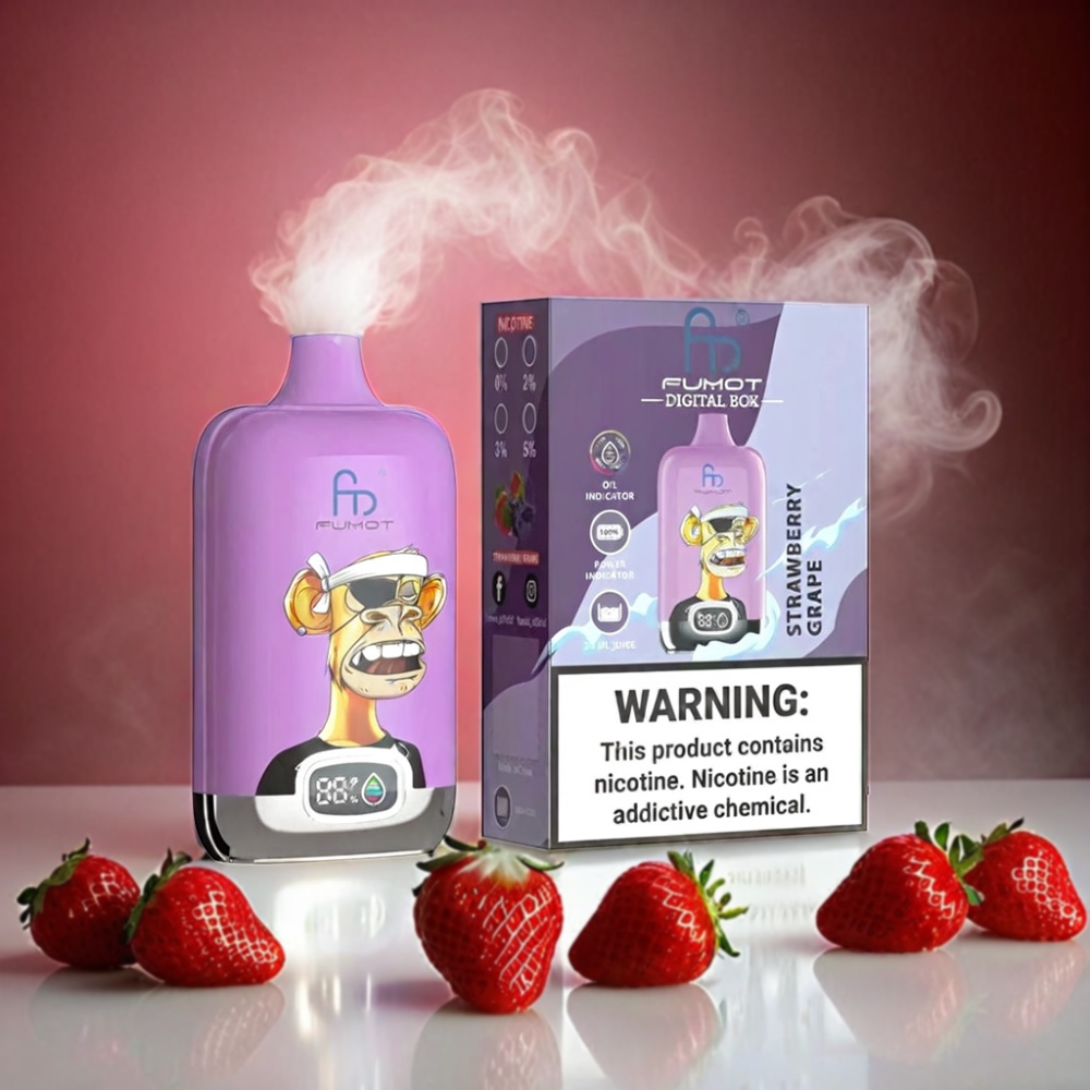 Fumot Tornado Digital Box 12000 Puffs Vape Strawberry Grape, Fumot Tornado Digital Box 12000 Puffs - Australia Wholesale
