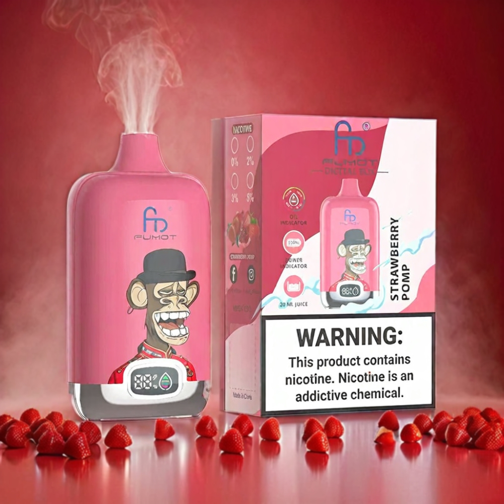 Fumot Tornado Digital Box 12000 Puffs Vape - Strawberry Pomp Fumot Tornado Digital Box - Australia Wholesale