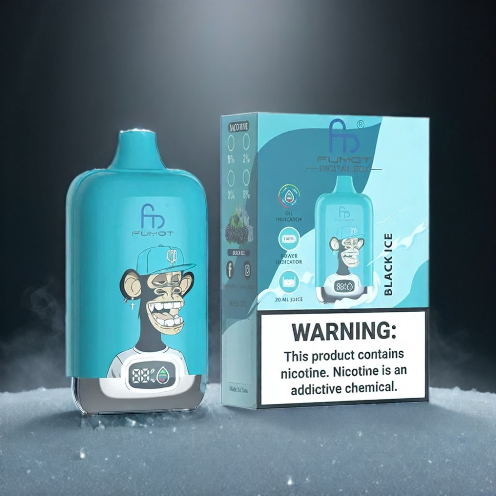 Fumot Tornado Digital Vape, 12000 Puffs, Black Ice