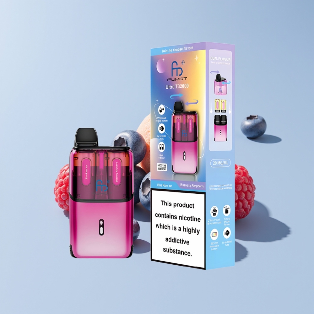 Fumot Ultra T32000 Australia Wholesale Disposable Vape 24ml 800mAh Type-C Blue Razz Ice Blueberry Raspberry