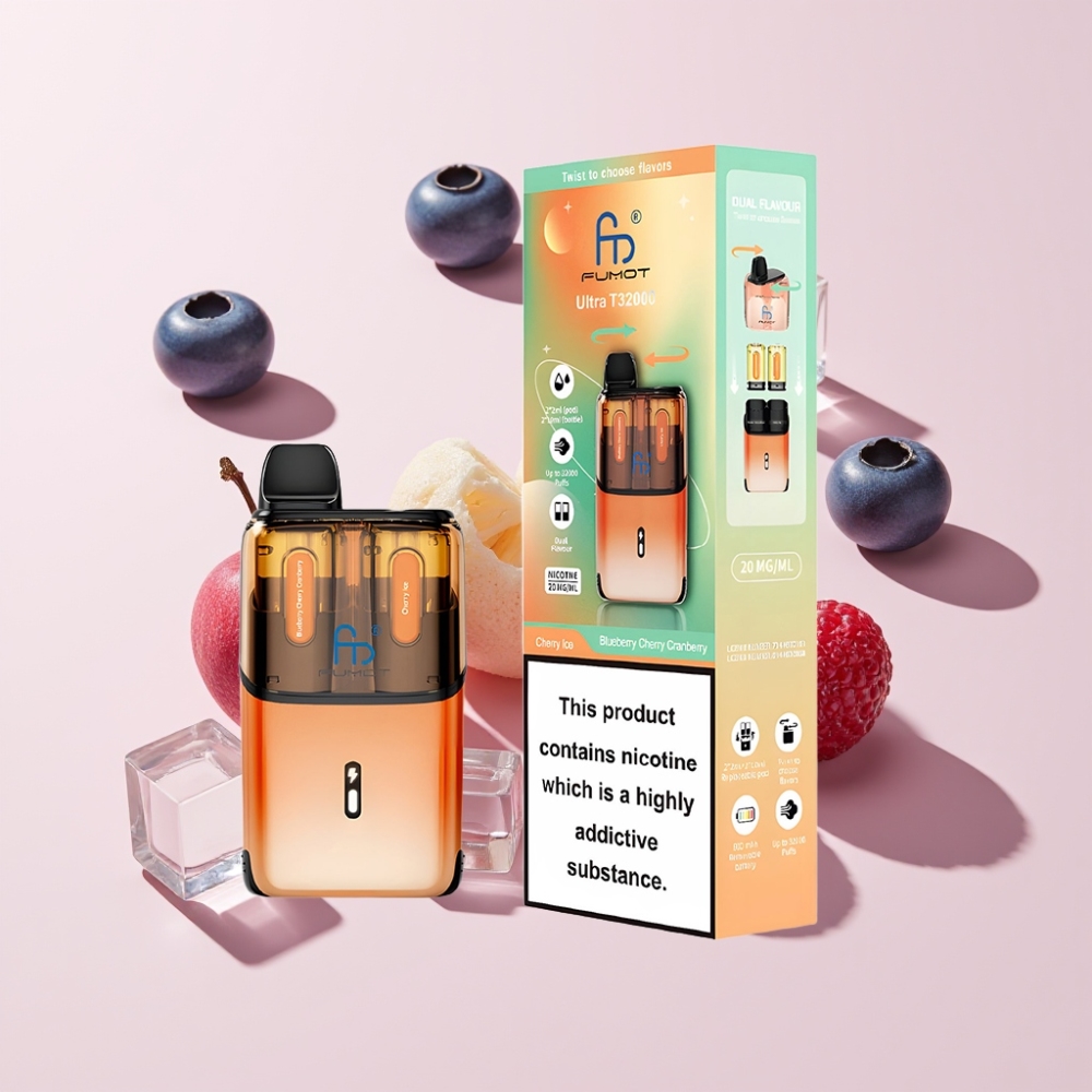 Fumot Ultra T32000 Australia Wholesale Disposable Vape with 24ml E-Liquid & 800mAh Battery - Blueberry Cherry Cranberry & Cherry Ice