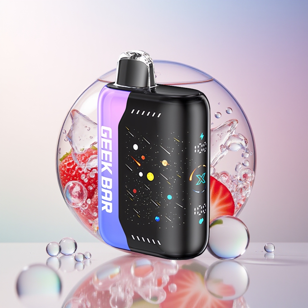 GEEKBAR Pulse X 42K Puffs Meteor Edition Australia Wholesale with Dual Mesh Coil & 3D Curved Screen Strawberry Kiwi Ice