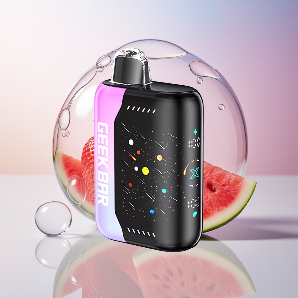 GEEKBAR Pulse X 42K Puffs Meteor Edition Australia Wholesale with Dual Mesh Coil & 3D Curved Screen Strawberry Watermelon
