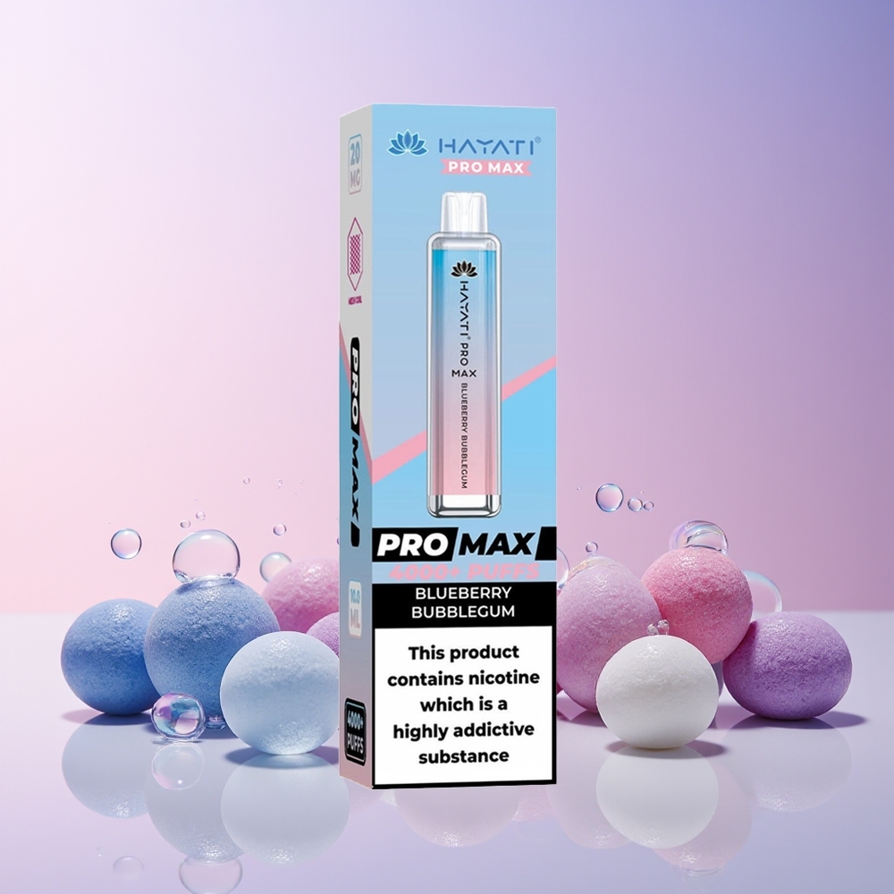 Hayati Pro Max 4000 Puffs Disposable Vape – 1400mAh Rechargeable, 2%/5% Nicotine, TPD-Compliant (Australia Wholesale) Blueberry Bubblegum