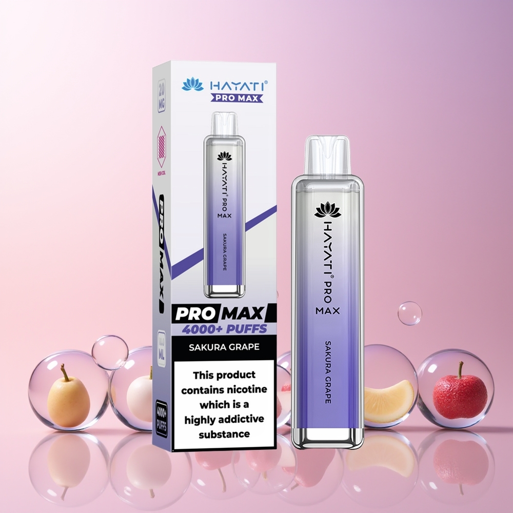 Hayati Pro Max 4000 Puffs Disposable Vape – 1400mAh Rechargeable, 2ml/10ml TPD, Dual Mesh Coil | Australia Wholesale (Sakura Grape)