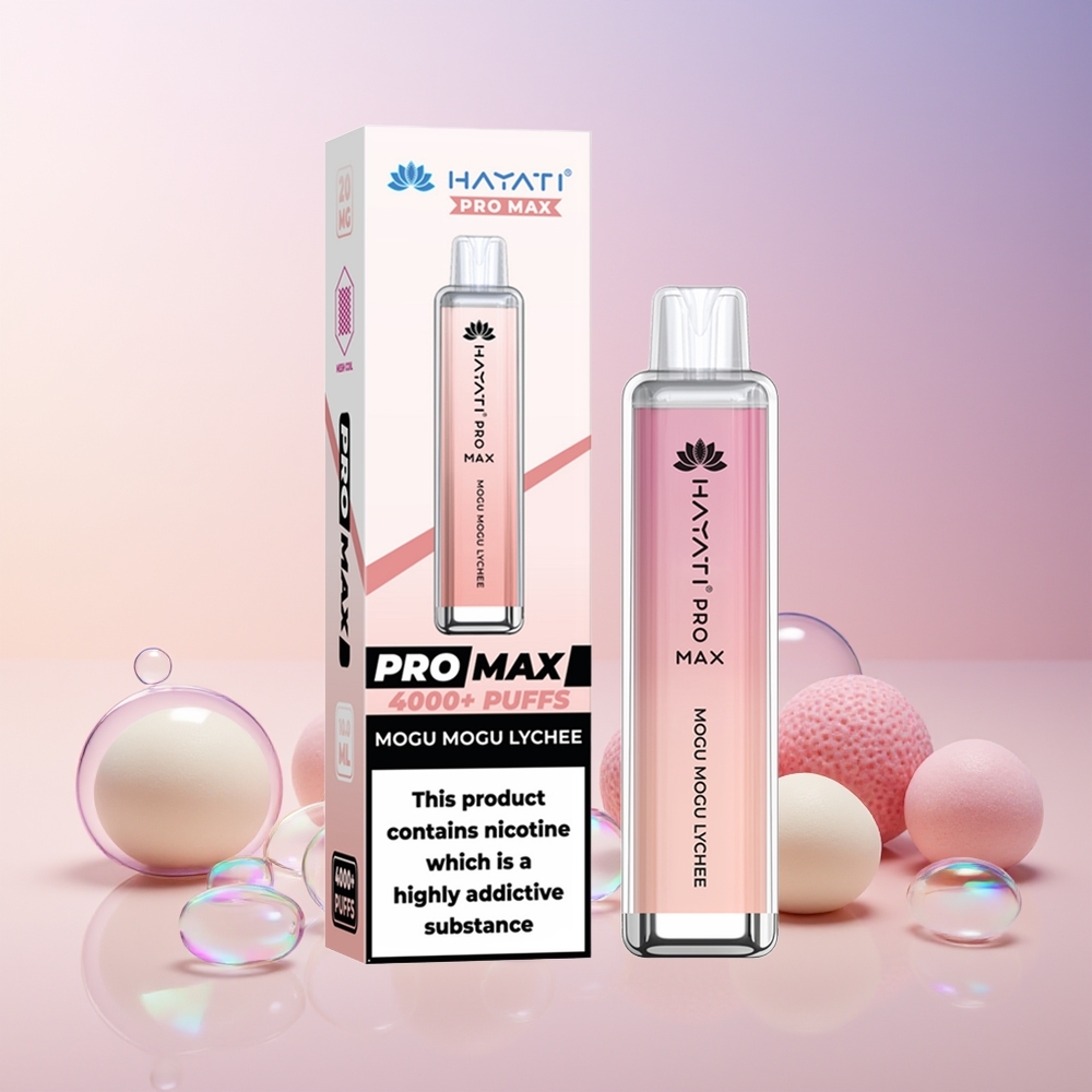 Hayati Pro Max 4000 Puffs Disposable Vape – 1400mAh Rechargeable, 5% Nicotine, Australia Wholesale (Mogu Mogu Lychee)