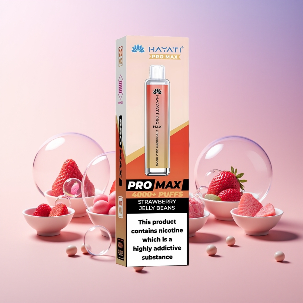 Hayati Pro Max 4000 Puffs Disposable Vape – 1400mAh Rechargeable, 5% Nicotine, TPD-Compliant | Australia Wholesale Strawberry Jelly Beans