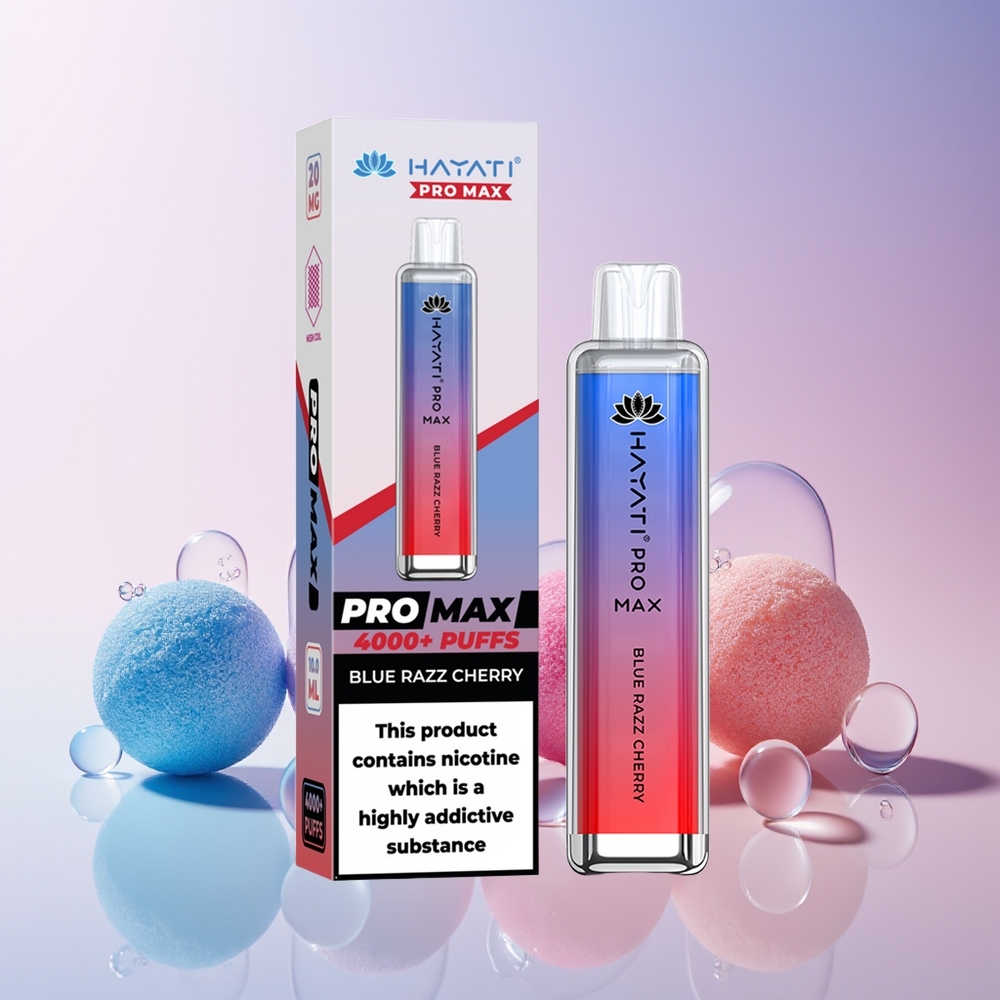 Hayati Pro Max 4000 Puffs Disposable Vape – 1400mAh Rechargeable, Dual Mesh Coil, Australia Wholesale (Blue Razz Cherry)