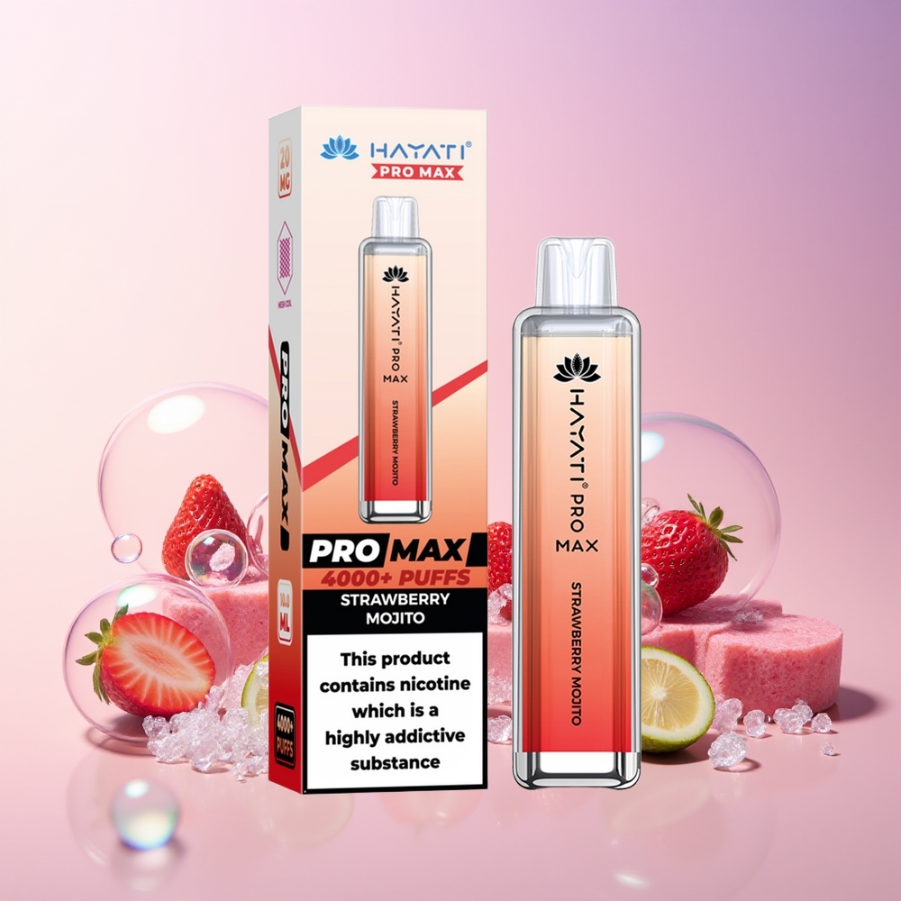 Hayati Pro Max 4000 Puffs Disposable Vape – Rechargeable, 1400mAh Battery, 2ML/10ML Refill, Australia Wholesale (Strawberry Mojito)