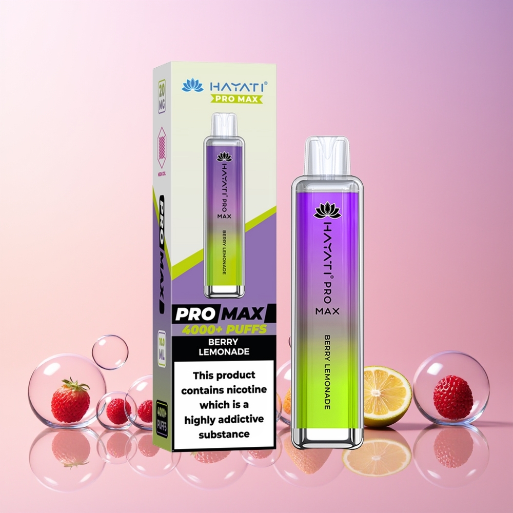 Hayati Pro Max 4000 Puffs Disposable Vape – Rechargeable, Dual Mesh Coil, 1400mAh (Australia Wholesale) Berry Lemonade