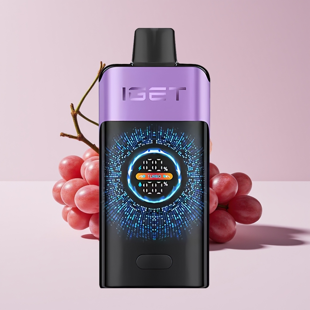 IGET ONE 12000 Puffs Disposable Vape with Turbo Mode, 2700mAh Battery, and Large Curved Screen - Australia Wholesale Grape Ice
