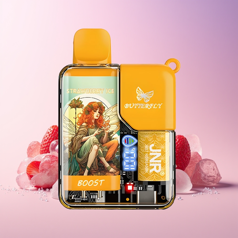JNR Butterfly 8500 Puffs Disposable Vape – 15mL e-Liquid, 1200mAh Battery, Mesh Coil (Australia Wholesale) Strawberry Ice