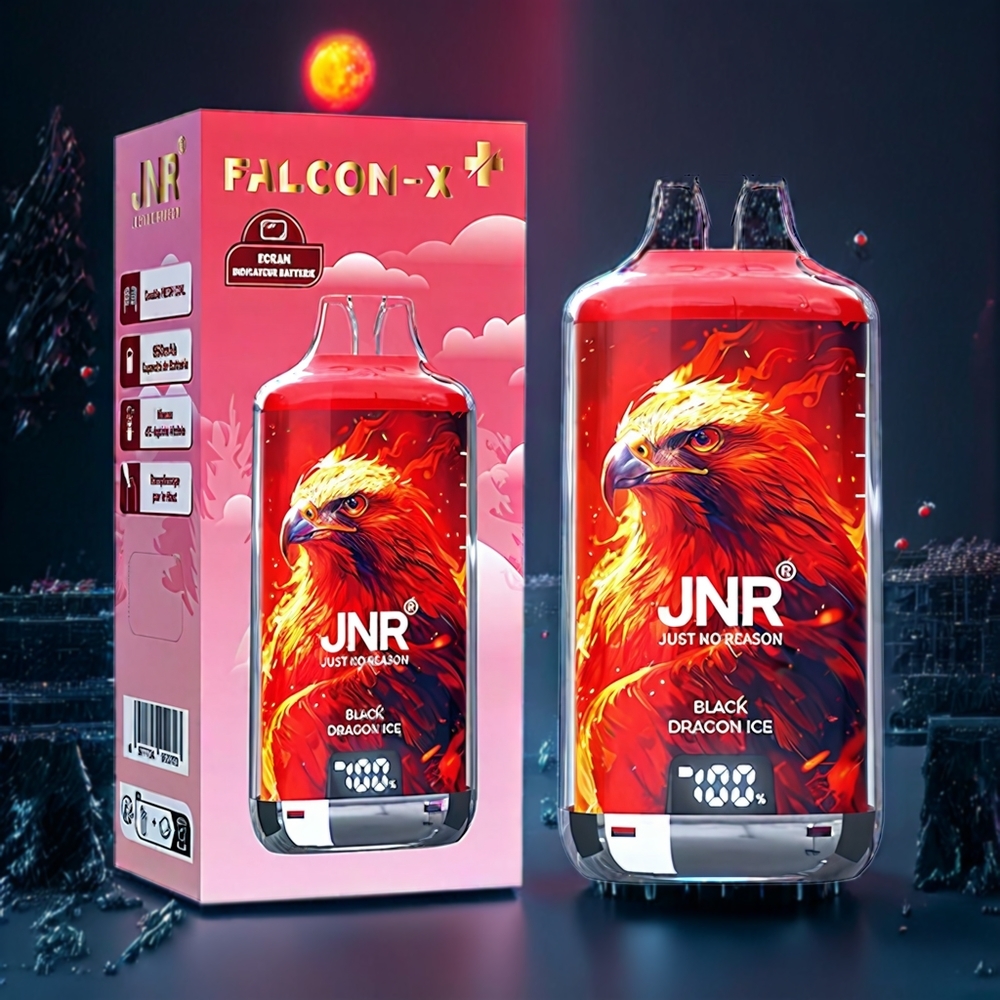 JNR Falcon X⁺ 28000 Puffs Refillable Vape - 950mAh Battery, Dual Mesh Coil, Australia Wholesale (Black Dragon Ice)
