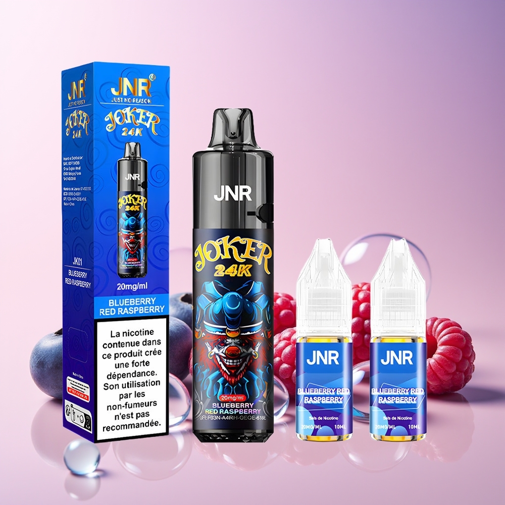 Australia Wholesale JNR Joker 24K Puffs Disposable Vape – 24000 Puffs, 2% Nicotine, Refillable Pod & Type-C Charging (Blueberry Red Raspberry)