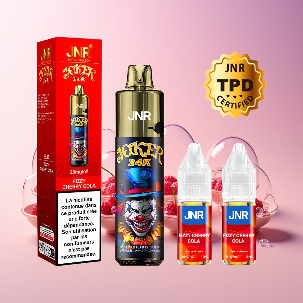 JNR Joker 24K Puffs Disposable Vape – 24000 Puffs, 2+10ml Refillable Pod, Type-C Charging, Australia Wholesale (Fizzy Cherry Cola)