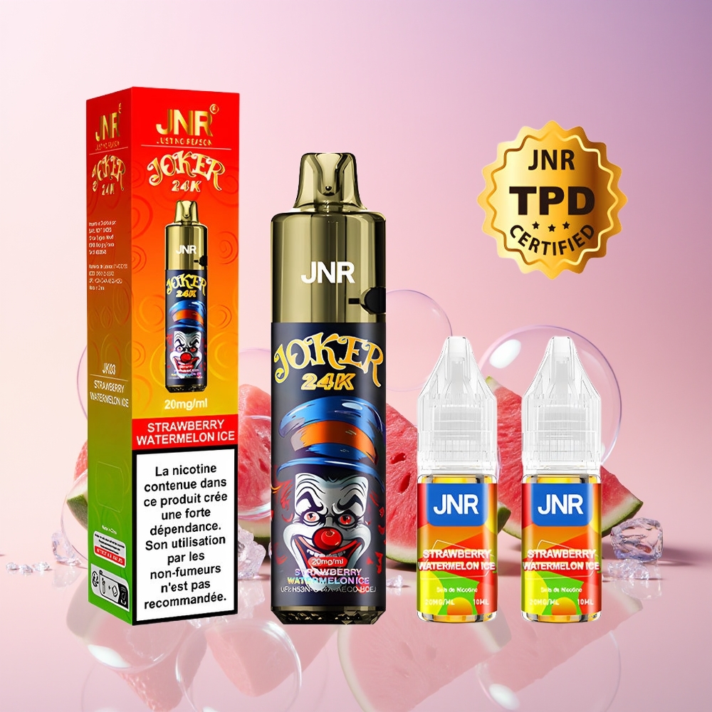JNR Joker 24K Puffs Strawberry Watermelon Ice – 10ml Refillable Pod, 800mAh Battery, Type-C Charging | Australia Wholesale