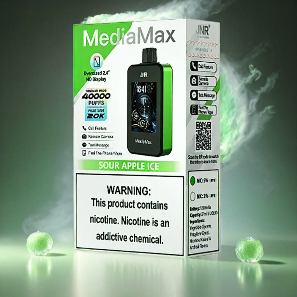 JNR MediaMax 40000 Puffs Vape Sour Apple Ice
JNR MediaMax 40000 Puffs Vape - Australia Wholesale