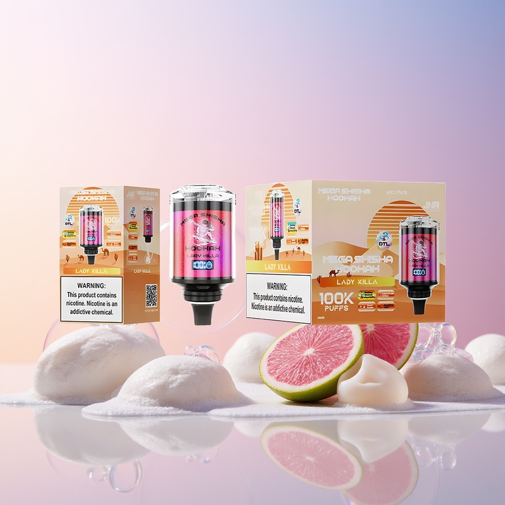JNR Mega Shisha Hookah 100K – 60mL e-Liquid, 2200mAh Battery, Interactive Smart Screen | Australia Wholesale | Desktop Compatibility