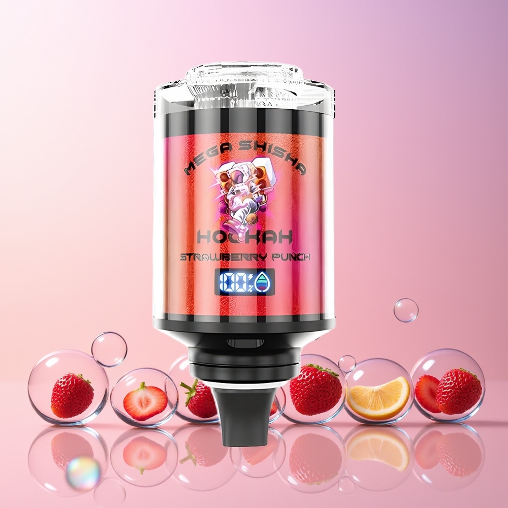 JNR Mega Shisha Hookah 100K – 60mL e-Liquid, 2200mAh Battery, Type-C Fast Charging, Adjustable Airflow – Australia Wholesale (Strawberry Punch)