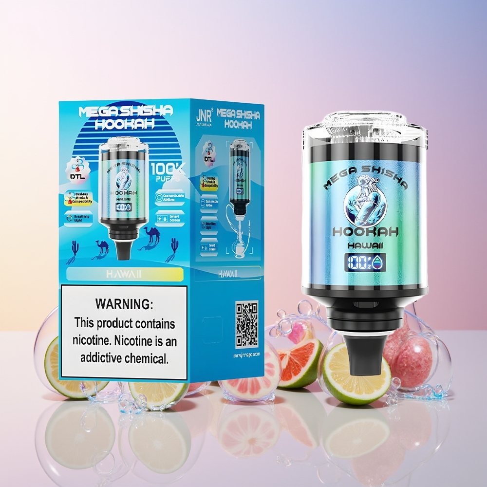 JNR Mega Shisha Hookah 100K – 60mL e-Liquid, 2200mAh Battery, Type-C Fast Charging, Australia Wholesale Hawaii