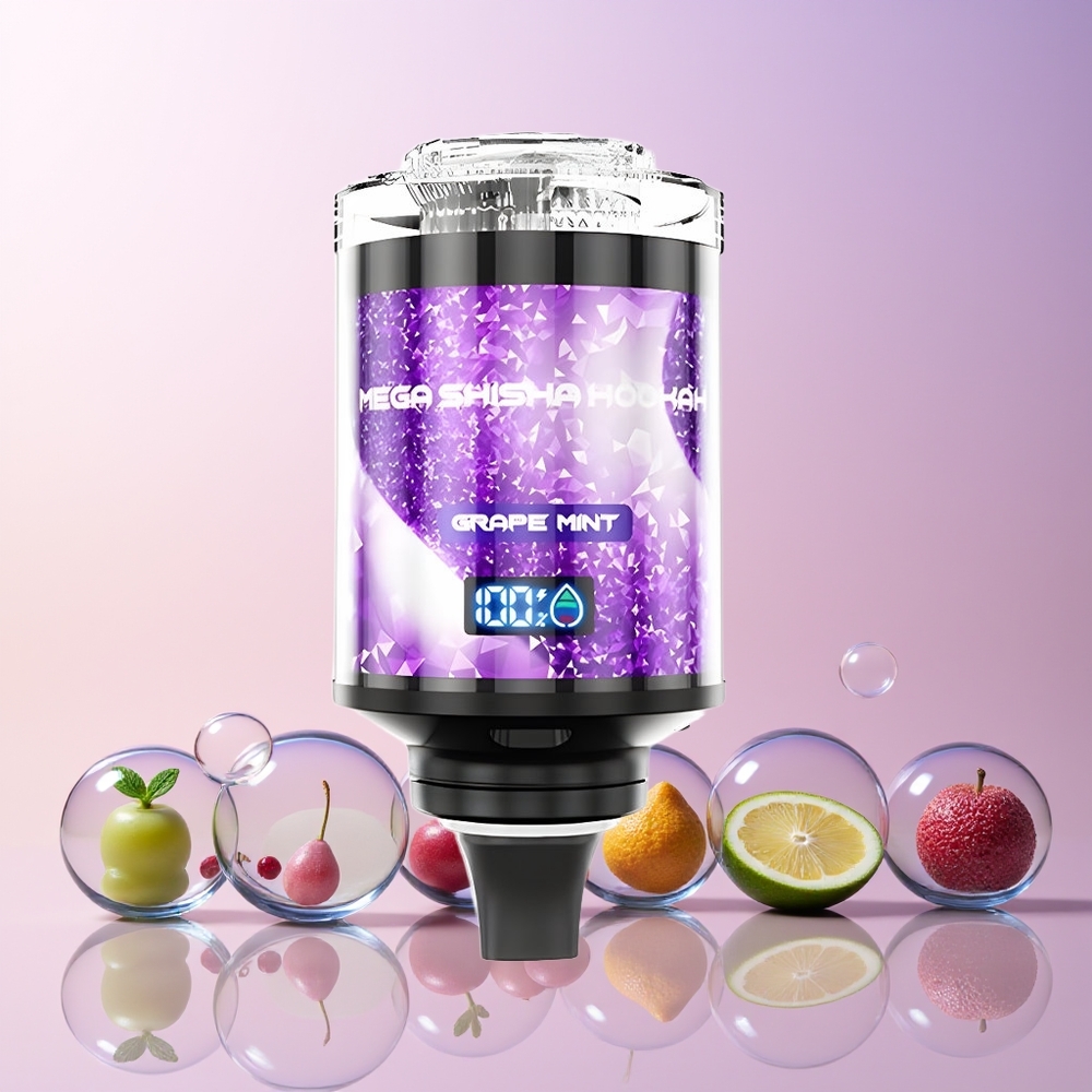 JNR Mega Shisha Hookah 100K – 60mL e-Liquid, 2200mAh Battery, Type-C Fast Charging, Desktop Compatibility (Grape Mint) | Australia Wholesale