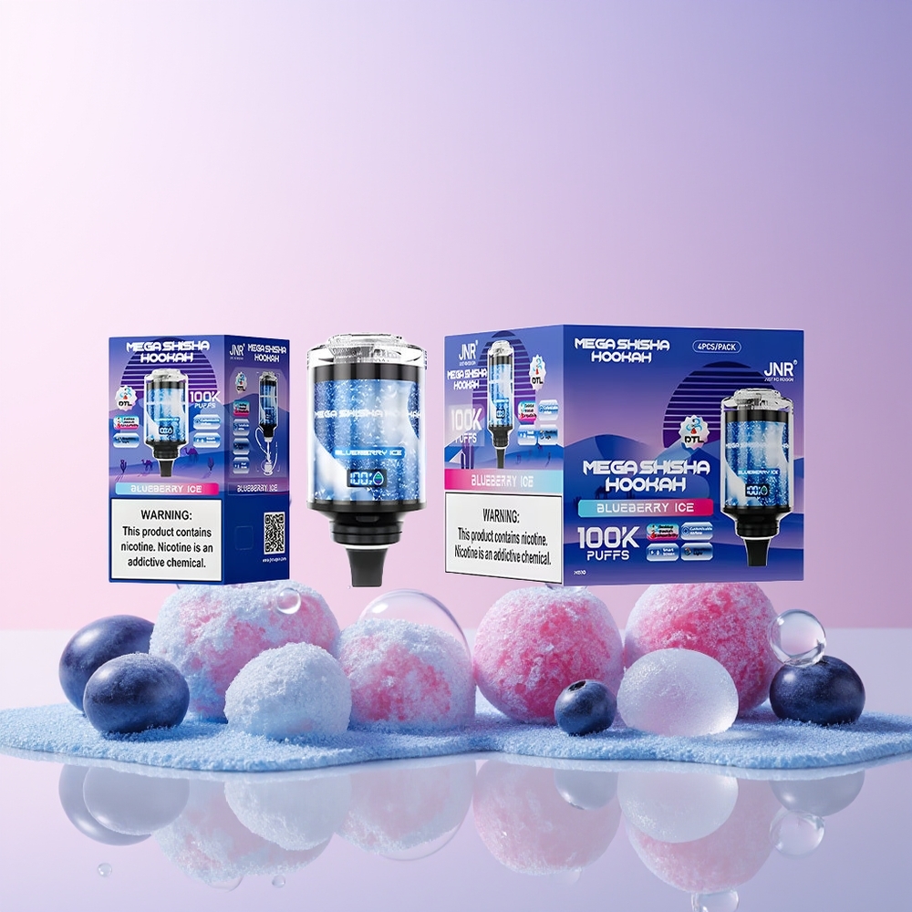 JNR Mega Shisha Hookah 100K Australia Wholesale – 60mL e-Liquid, 2200mAh Battery, Adjustable Airflow, Blueberry Ice
