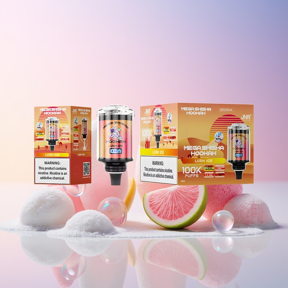 JNR Mega Shisha Hookah 100K Australia Wholesale – 60mL e-Liquid, 2200mAh Battery, Type-C Fast Charging, Desktop Compatibility, Lush Ice