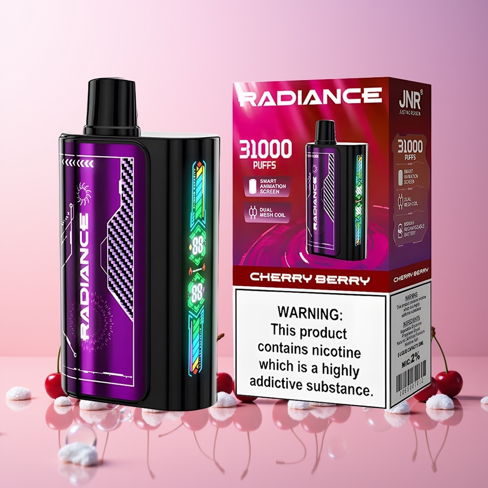 Australia Wholesale JNR Radiance 31000 Puffs Disposable Vape – 28ml E-Liquid, Dual Mesh Coil, Rechargeable (Cherry Berry)