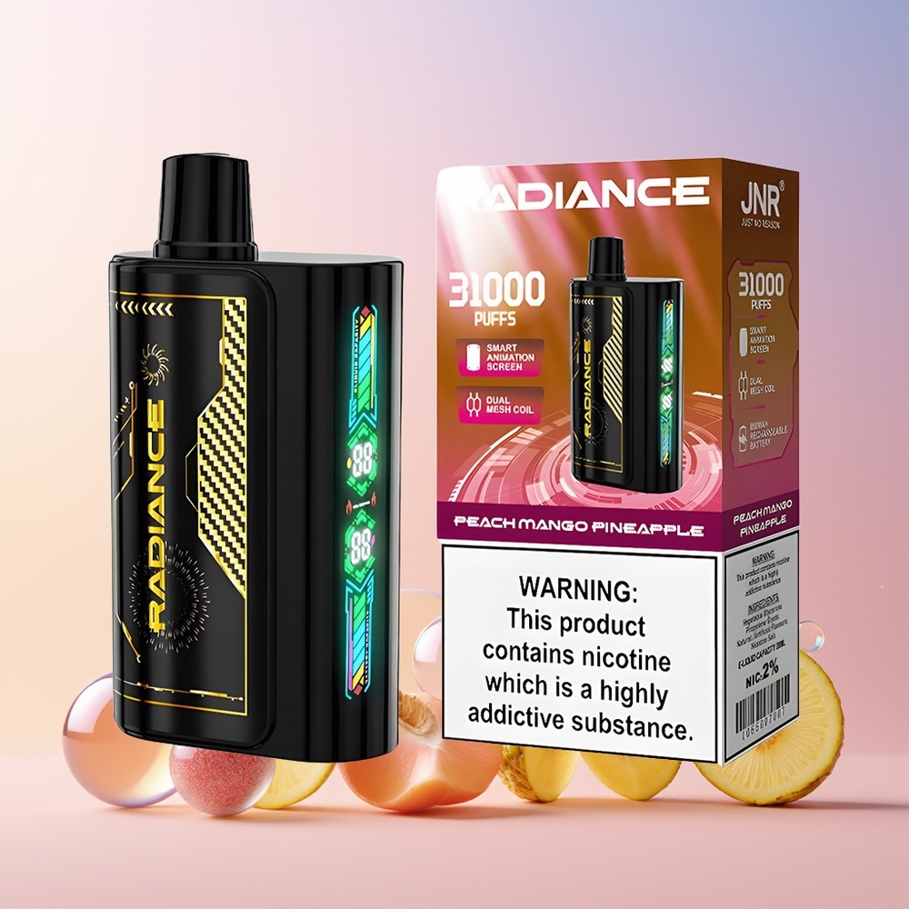 JNR Radiance 31000 Puffs Disposable Vape – 28ml E-liquid, Dual Mesh Coil, Rechargeable (Australia Wholesale) – Peach Mango Pineapple