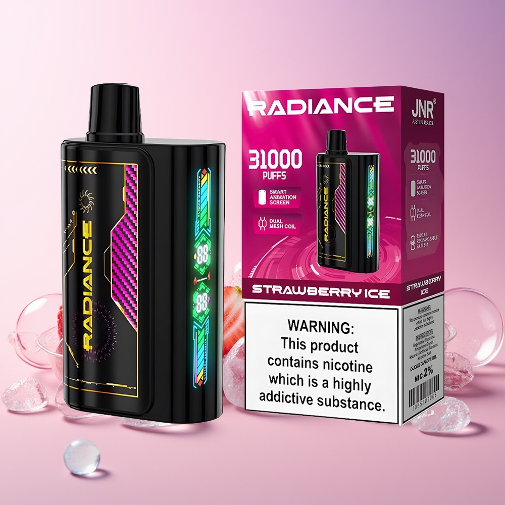 JNR Radiance 31000 Puffs Disposable Vape – 28ml E-liquid, Dual Mesh Coil, Type-C Charging (Australia Wholesale) – Strawberry Ice