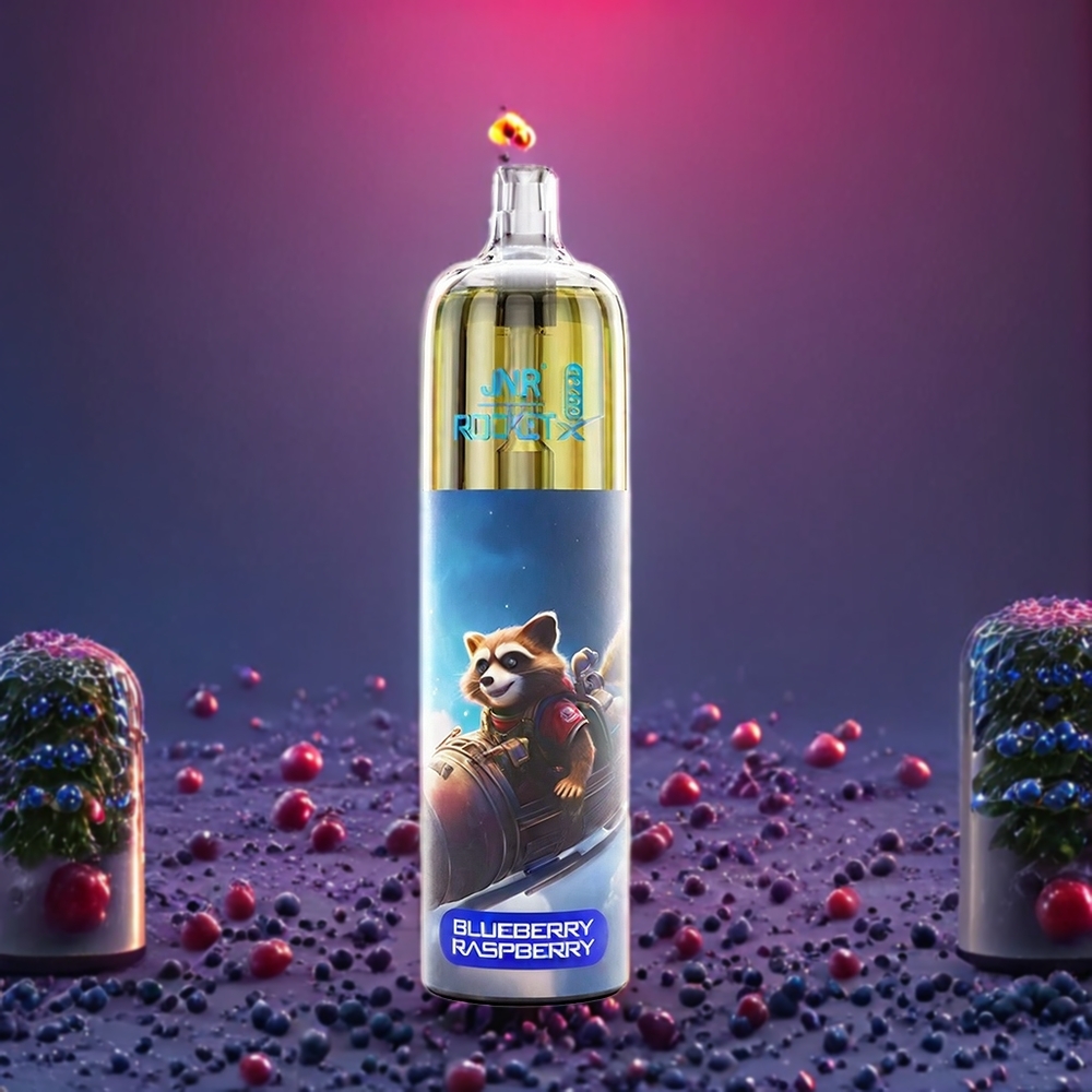 JNR Rocket X 12400 Puffs Australia Wholesale – Compact Rechargeable, RGB Lights, Adjustable Airflow, Type-C Fast Charge (Blueberry Raspberry)