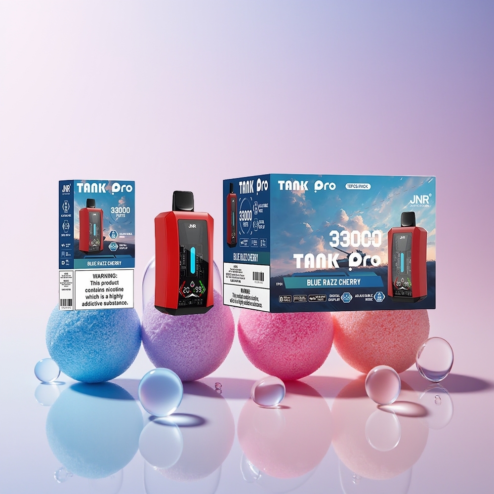 JNR Tank Pro 33000 Puffs Disposable Vape – 28mL e-Liquid, Dual Mesh Coil, Type-C Charging (Australia Wholesale) – Blue Razz Cherry