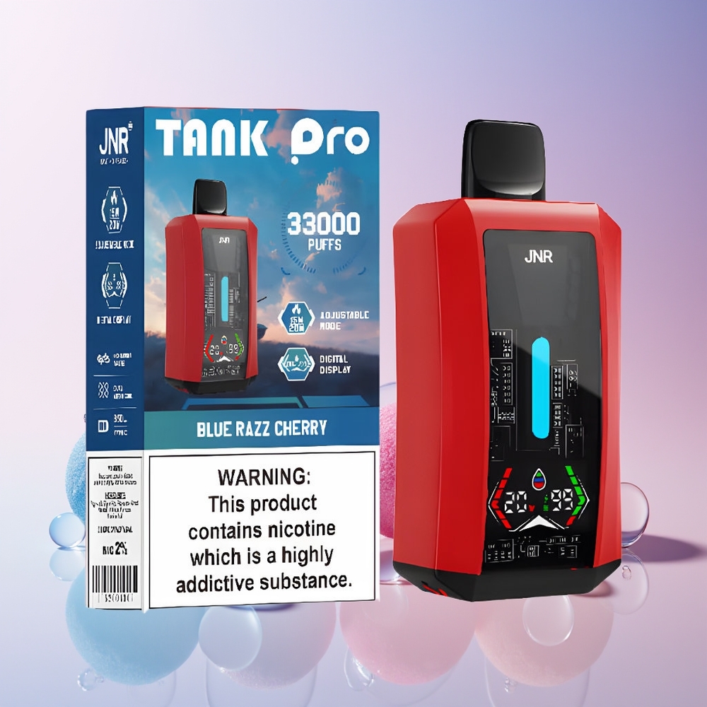 JNR Tank Pro 33000 Puffs Disposable Vape – 28mL e-Liquid, Dual Mesh Coil, Type-C Charging (Australia Wholesale) – Blue Razz Cherry