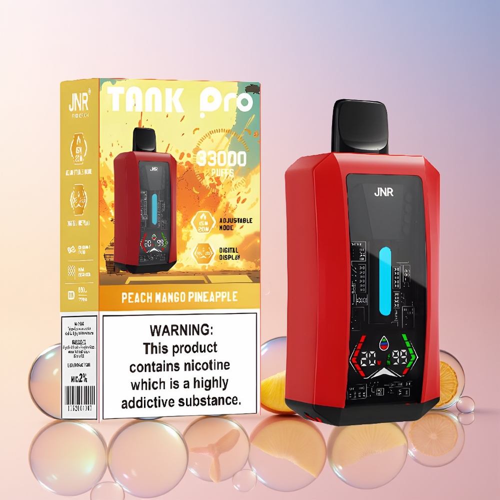 JNR Tank Pro 33000 Puffs Disposable Vape – 28mL e-Liquid, Dual Mesh Coil, Type-C Charging (Peach Mango Pineapple) – Australia Wholesale