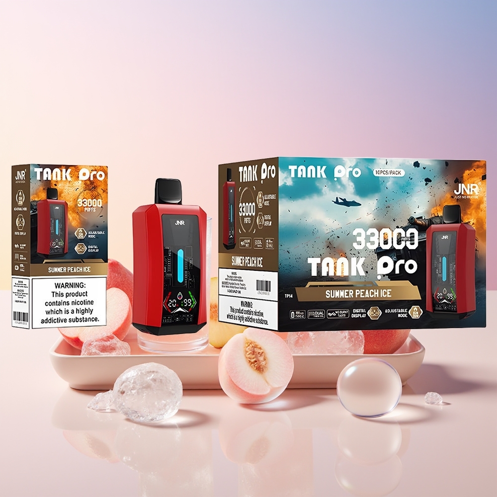 JNR Tank Pro 33000 Puffs Disposable Vape – 28ml e-Liquid, Dual Mesh Coil, Australia Wholesale (Summer Peach Ice)