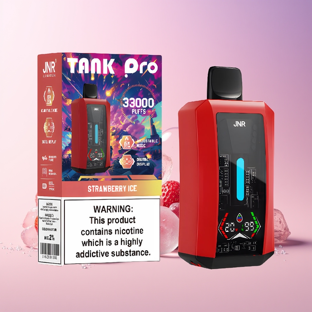 JNR Tank Pro 33000 Puffs Disposable Vape – Dual Mesh, Digital Display, 28ml (Strawberry Ice) | Australia Wholesale