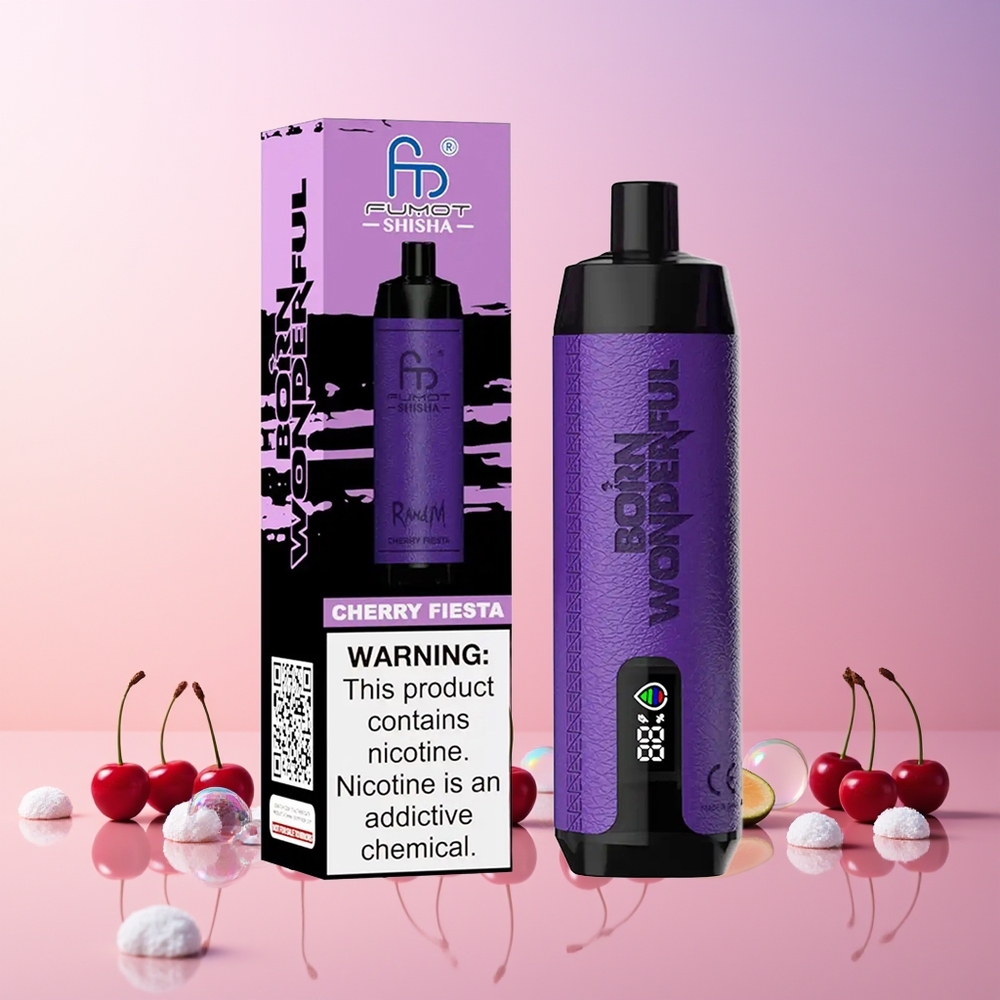 RandM Fumot Shisha 10000 Puffs Disposable Vape – 18mL Cherry Fiesta, 0.5% Nicotine (Australia Wholesale)