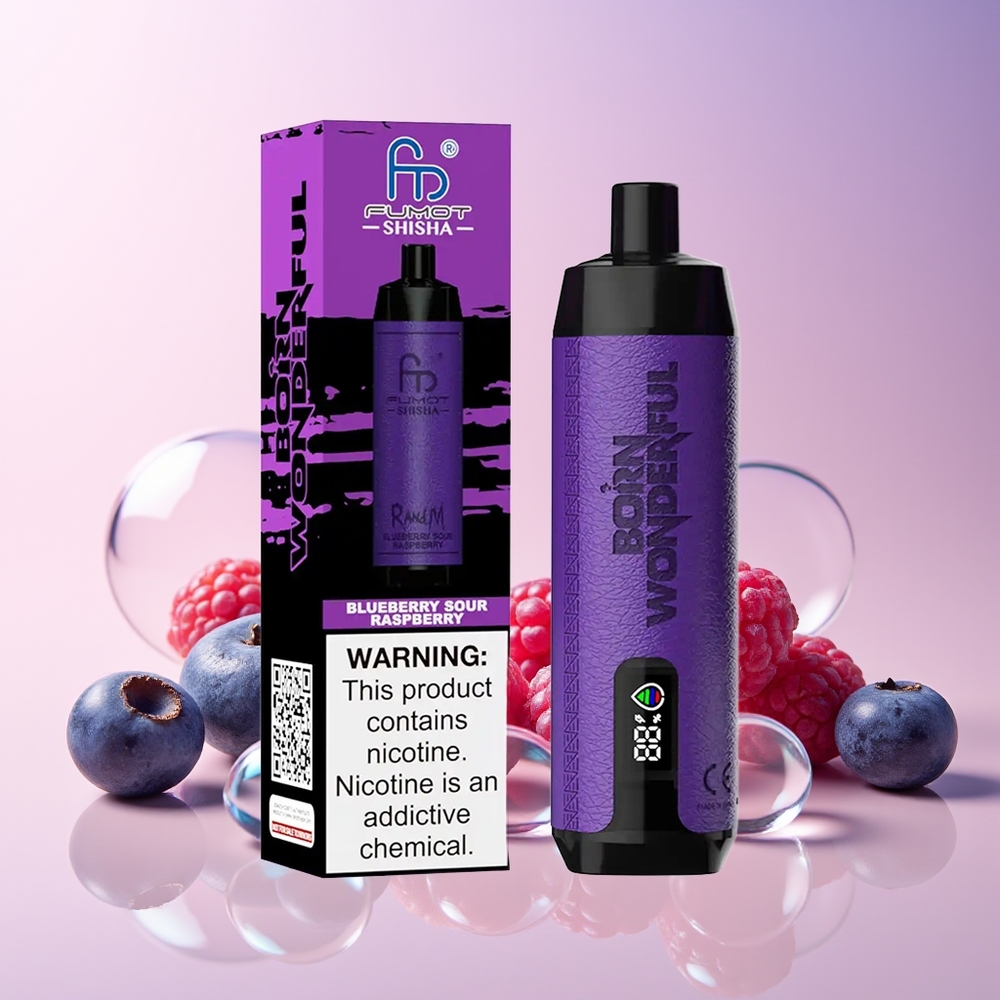 RandM Fumot Shisha Australia Wholesale 10000 Puffs Disposable Vape – 18mL Prefilled, 0.6ohm Mesh, Type-C (Blueberry Sour Raspberry)
