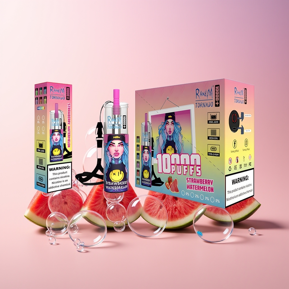 Australia Wholesale RandM Fumot Original Tornado 10000 Plus Disposable Vape – 20mL Mesh Coil, 850mAh, RGB Lights (Strawberry Watermelon)