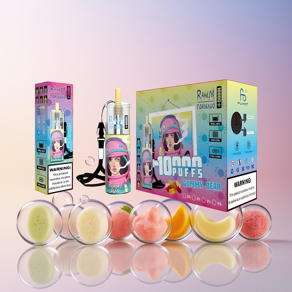 RandM Fumot Original Tornado 10000 Plus Disposable Vape – 20ml Mesh Coil, Type-C Port, RGB Lights | Australia Wholesale Gummy Bear