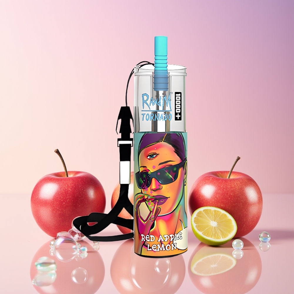 RandM Fumot Original Tornado 10000 Plus Disposable Vape – 20ml Mesh Coil, Type-C Port, RGB Lights | Australia Wholesale Red Apple Lemon