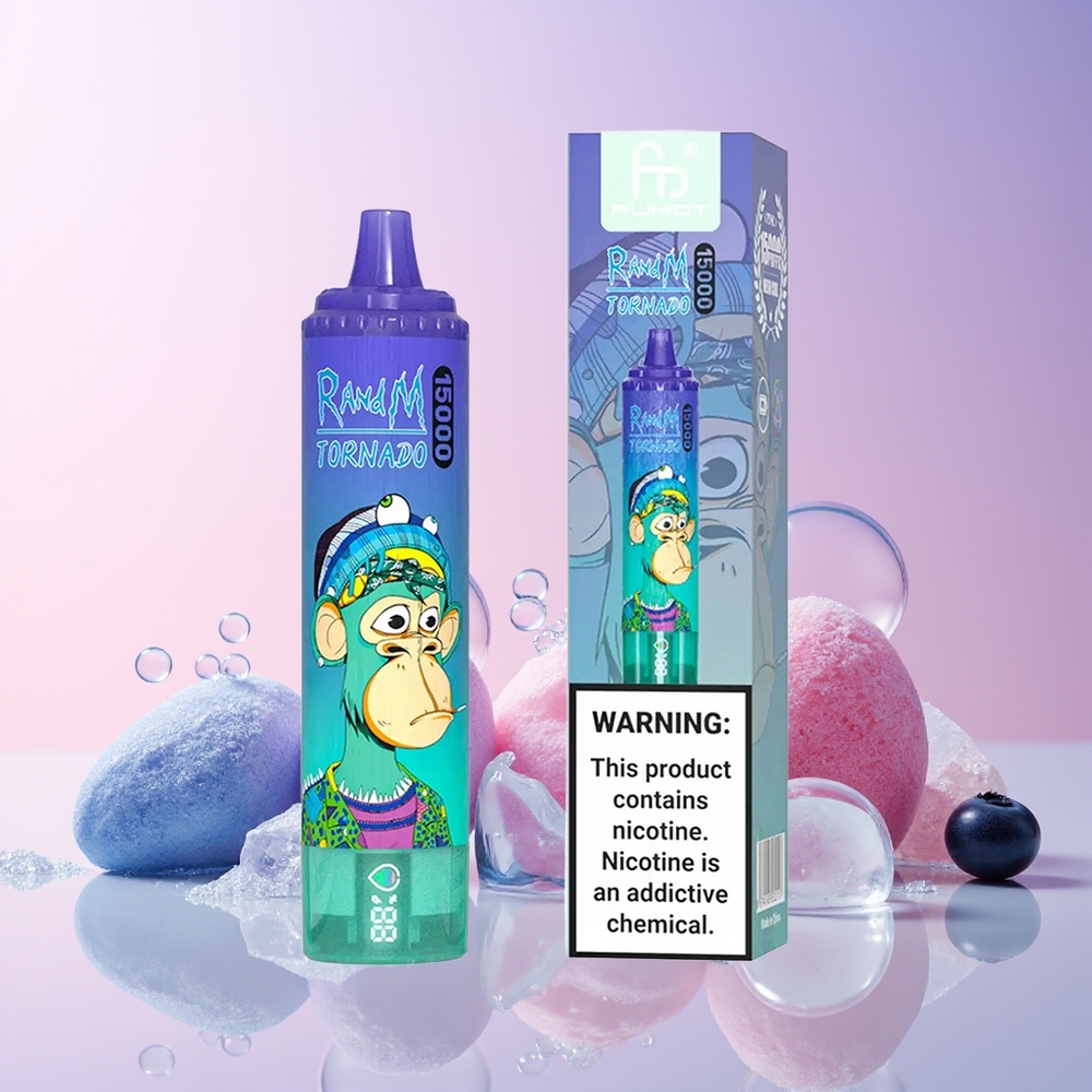 Australia Wholesale RandM Fumot Tornado 15000 Puffs – 25mL Mesh Coil, 850mAh, LCD Screen, Type-C (Blueberry On Ice)