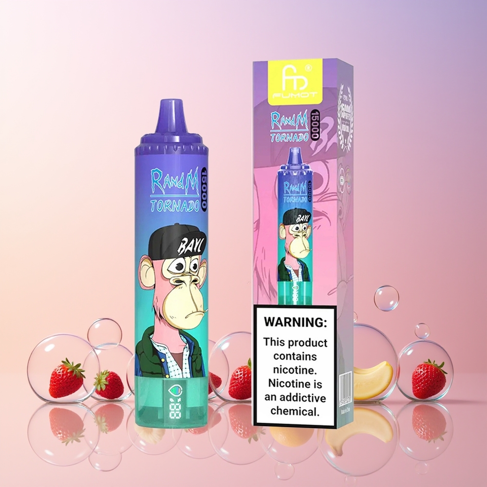 RandM Fumot Tornado 15000 Puffs Disposable Vape – 25mL, 850mAh, Mesh Coil (0.9Ω) | Australia Wholesale | Strawberry Banana