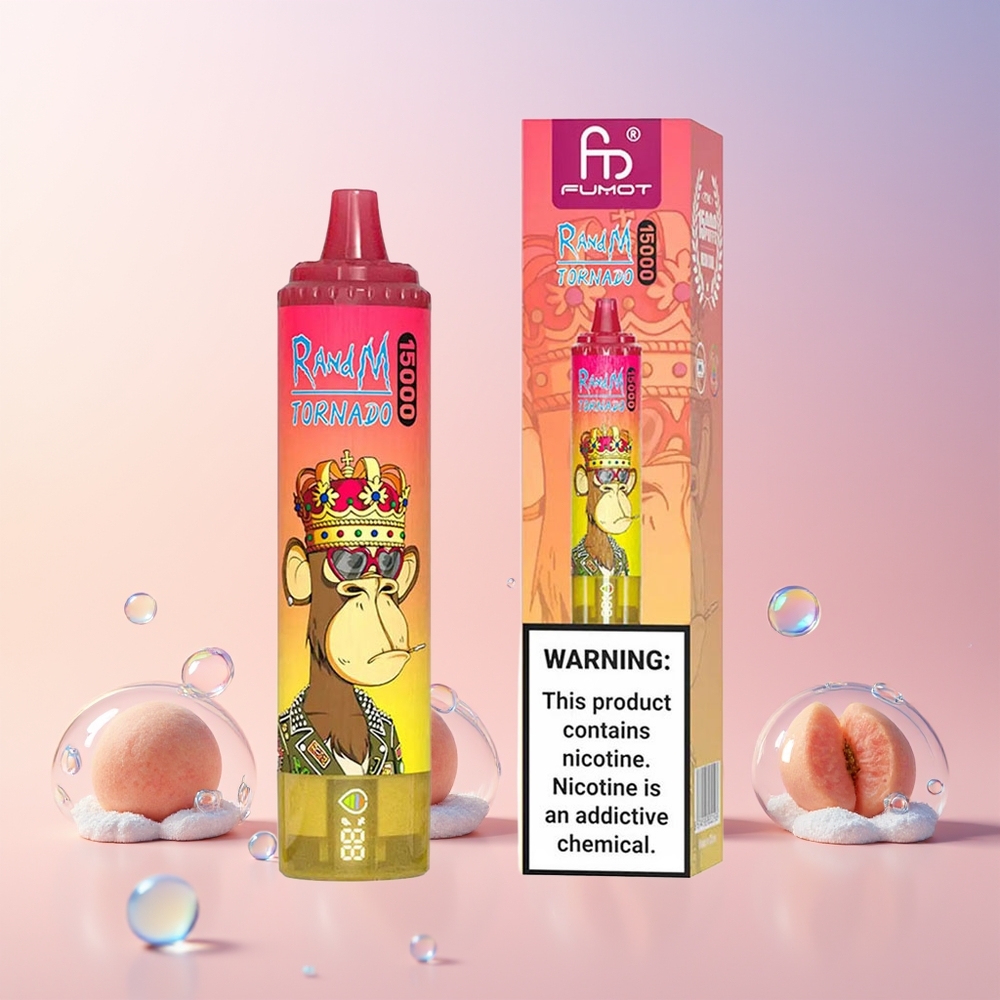 RandM Fumot Tornado 15000 Puffs Disposable Vape – 25mL Liquid, 850mAh, Mesh Coil (Peach Ice) | Australia Wholesale