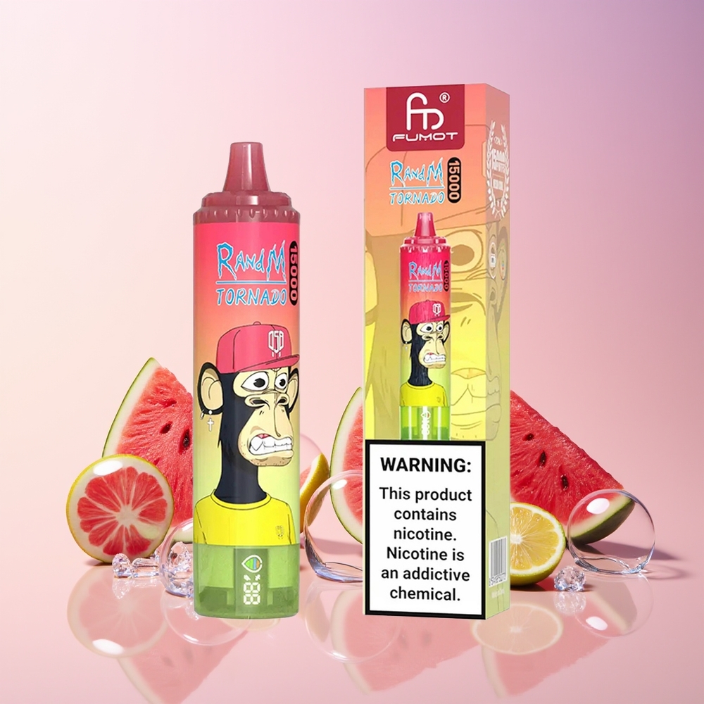 RandM Fumot Tornado 15000 Puffs Disposable Vape – 25mL Mesh Coil, 850mAh Battery, Type-C Charging | Australia Wholesale(Strawberry Watermelon Lemonade)