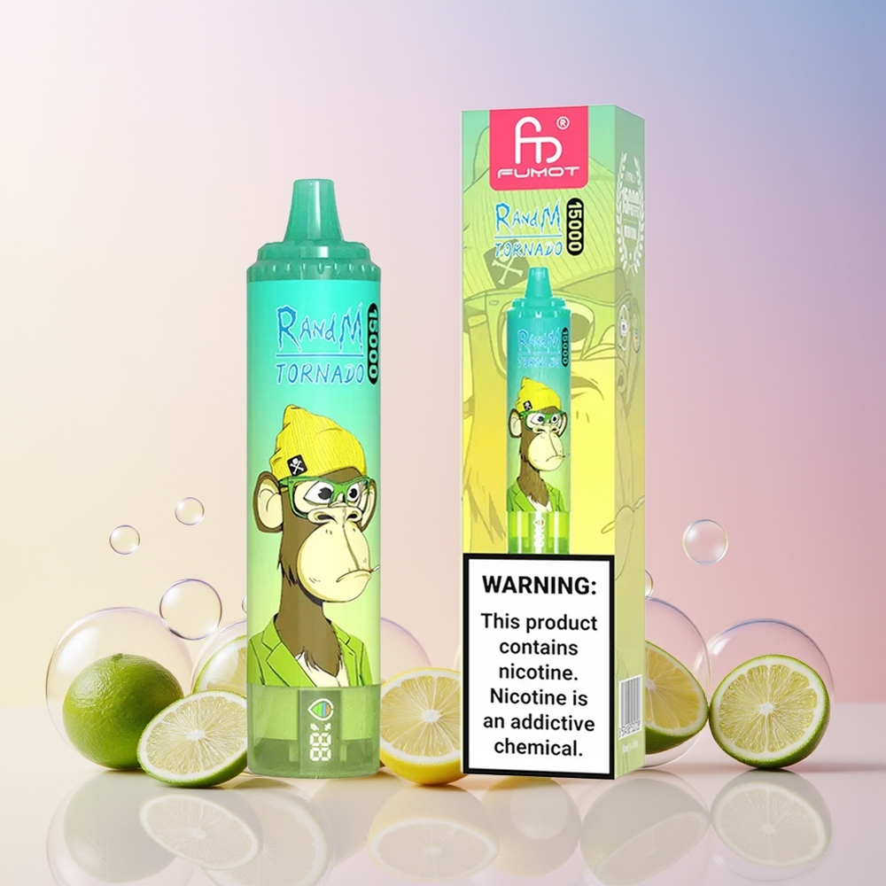 RandM Fumot Tornado 15000 Puffs Disposable Vape – 25mL Mesh Coil, Type-C, LCD Screen | Australia Wholesale Lemon Lime